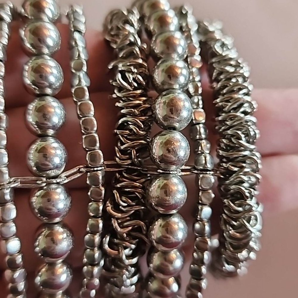 #21 Multi Layered Silver Toned Bracelet View 3